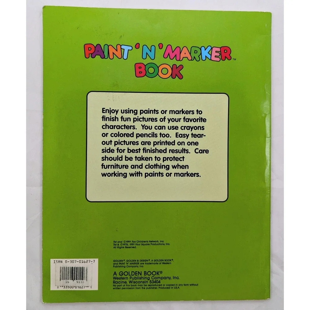 1991 Golden Book Attack Of The Killer Tomatoes Paint 'N' Marker Book